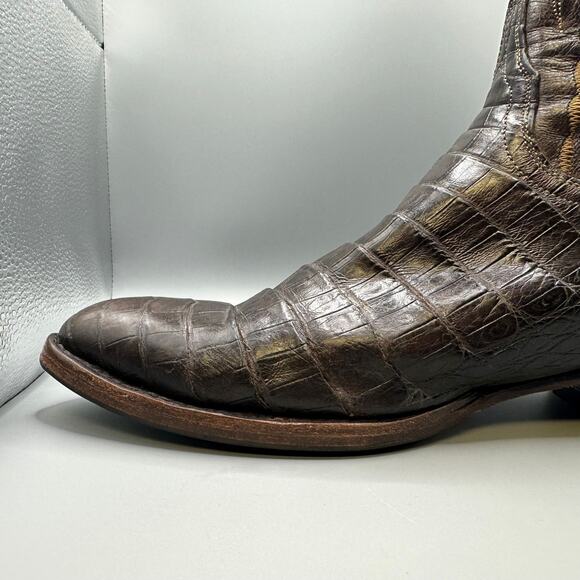 Lucchese Classics Caiman Belly Boots Men Size 12 D Brown Handmade in USA main image 8
